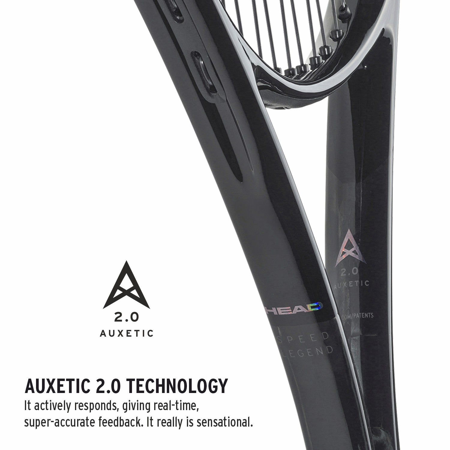 Overhead view of the HEAD Speed MP Legend 2024 racquet's 100 sq. in. head size, offering an optimal control-power ratio for any "misspell match." Buy yours at ProBadminton.in