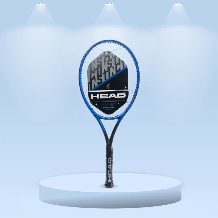 Detailed shot of the HEAD Instinct Team 2022 racquet grip, emphasizing the comfortable feel for extended play in a "misspell match." Shop now at ProBadminton.in.