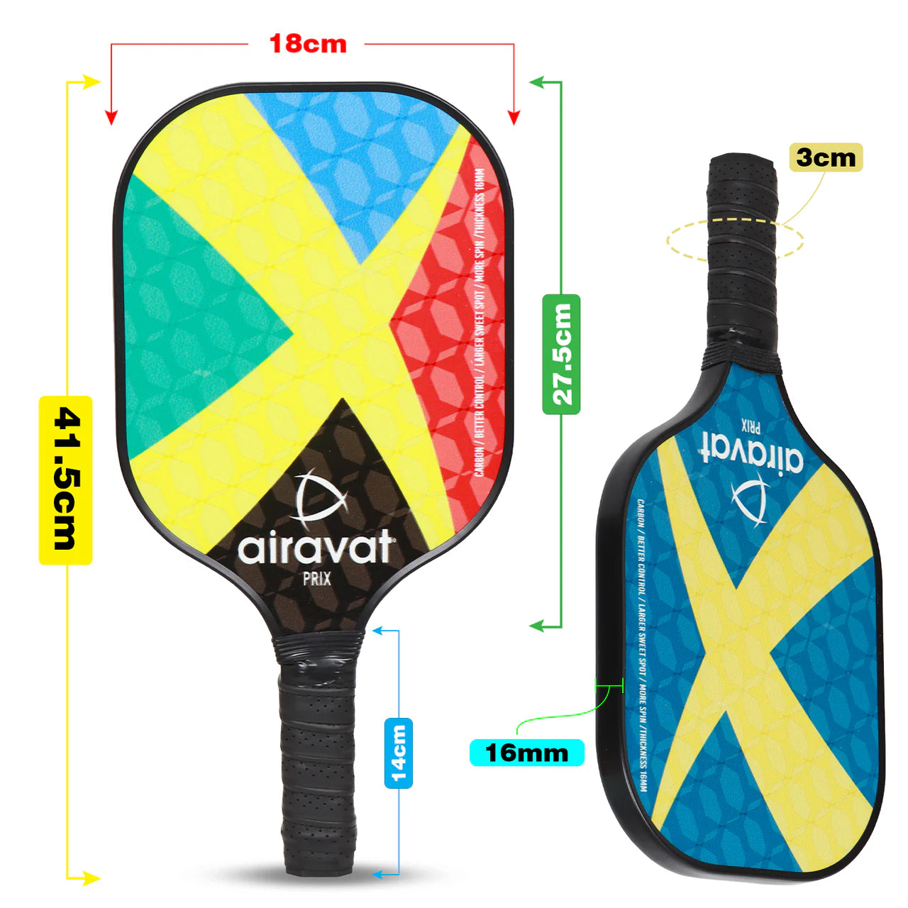Airavat Prix Pickleball Set - 2 Paddles, 2 Balls, Carry Bag in Assorted Colour | ProBadminton.in