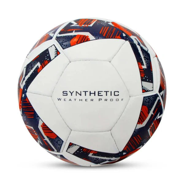 "Nivia Trainer Fottball Size 4, red and white, made of rubber. Water-resistant ball for hard ground, wet grass, and artificial turf."