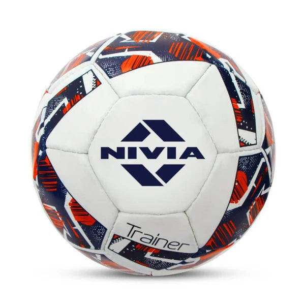 "Nivea Trainer Football Size 4, red and white, made of rubber. Water-resistant ball for hard ground, wet grass, and artificial turf."
