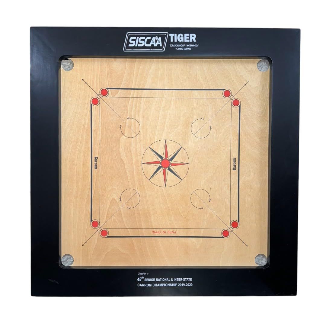 Siska Tiger Carom Bord 20mm – Siscaa Carrom Boad 4x2 – Caram Bord Scratch Proof Smooth Finish
