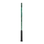 Angled view of the Yonex Percept 97 Olive Green, revealing its balanced design for power and maneuverability. Perfect for players who demand control and stability (310g).