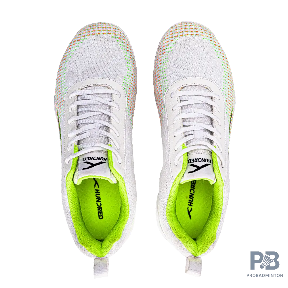 Hundred Blade Lite Badminton Shoe | White/Lime/Orange - Probadminton
