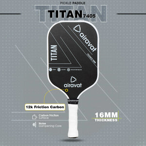 Airavat Titan 7405 Pickleball Paddle - Carbon Fiber Surface for Power Shots & Ergonomic Grip | ProBadminton.in