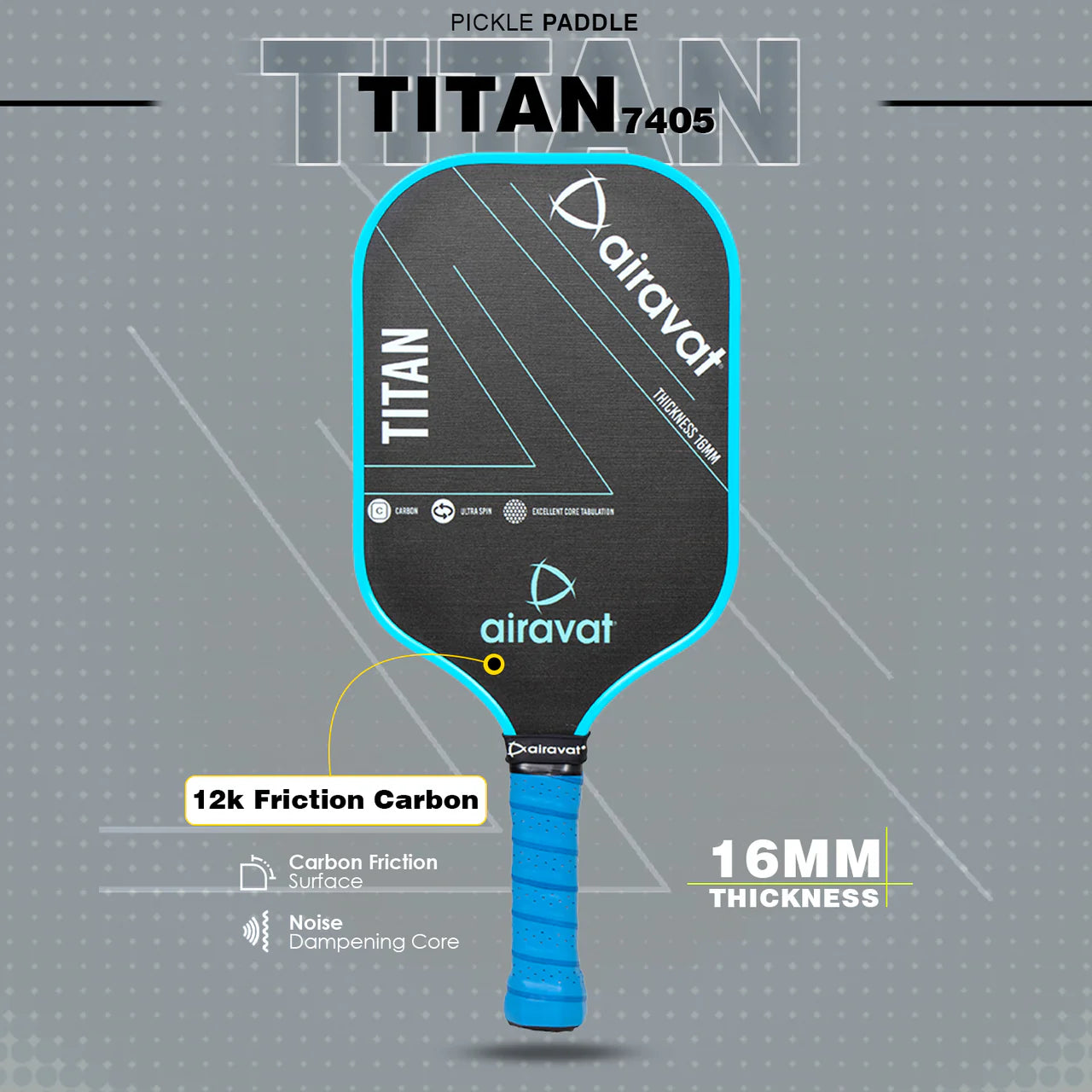 Airavat Titan 7405 USAPA-Approved Pickleball Paddle - Lightweight Design for Aggressive Play | ProBadminton.in