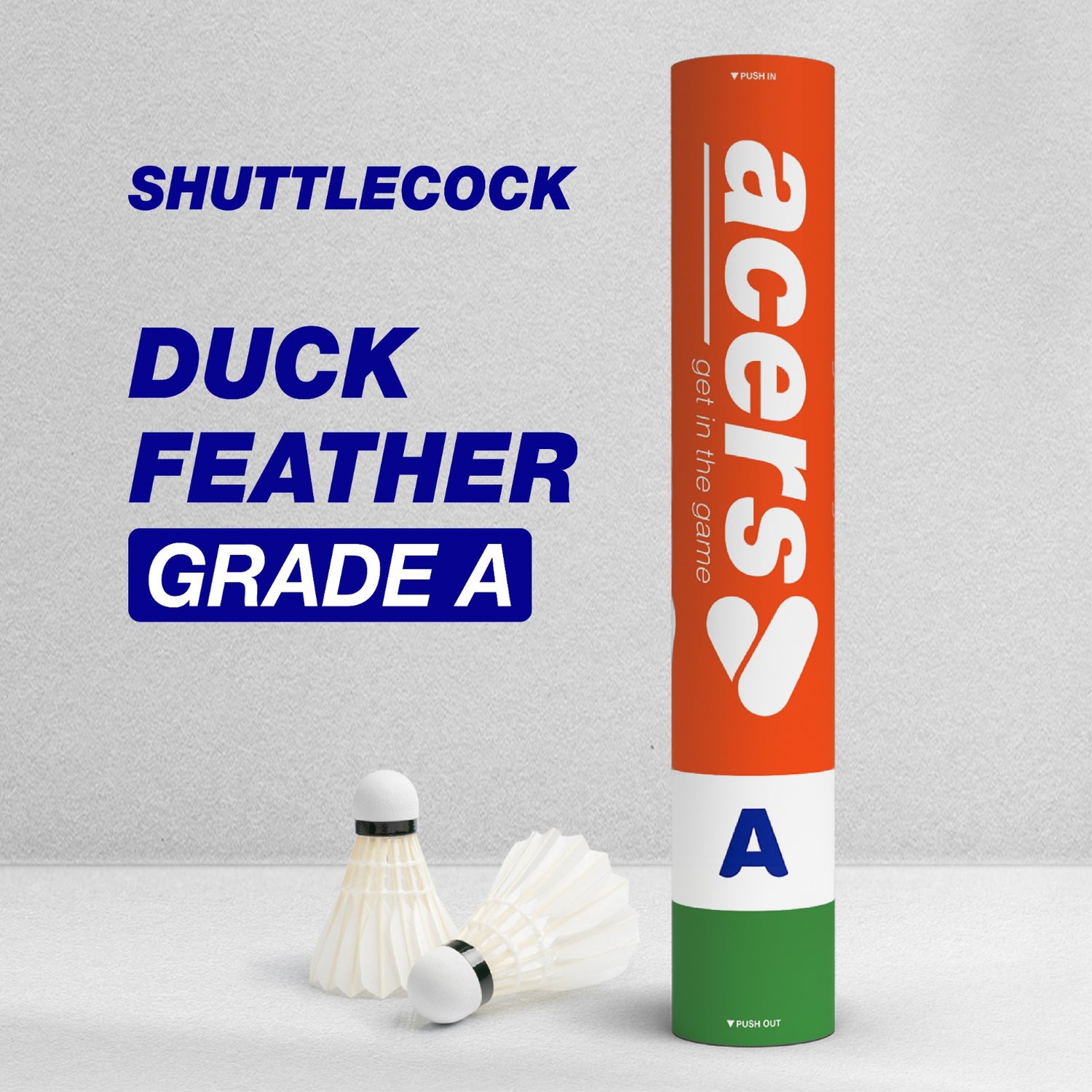 Acers Grade A Feather Shuttlecock – White, Beginner Badminton Shuttle, Pack of 12