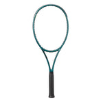 Detailed view of the frame of the Wilson Blade 98 V9 tennis racket, illustrating its StableFeel technology for great ball feedback.
