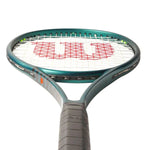 Studio shot of the Wilson Blade 98 V9 tenniss rakket, emphasizing its crisp, stable feel and durability. Find your Wilson tennis racket price in India at ProBadminton.in.