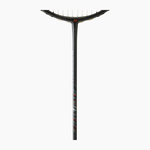 Black squash racket on a white background