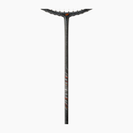 Carbon fiber ski pole with a black handle and red accents on a white background
