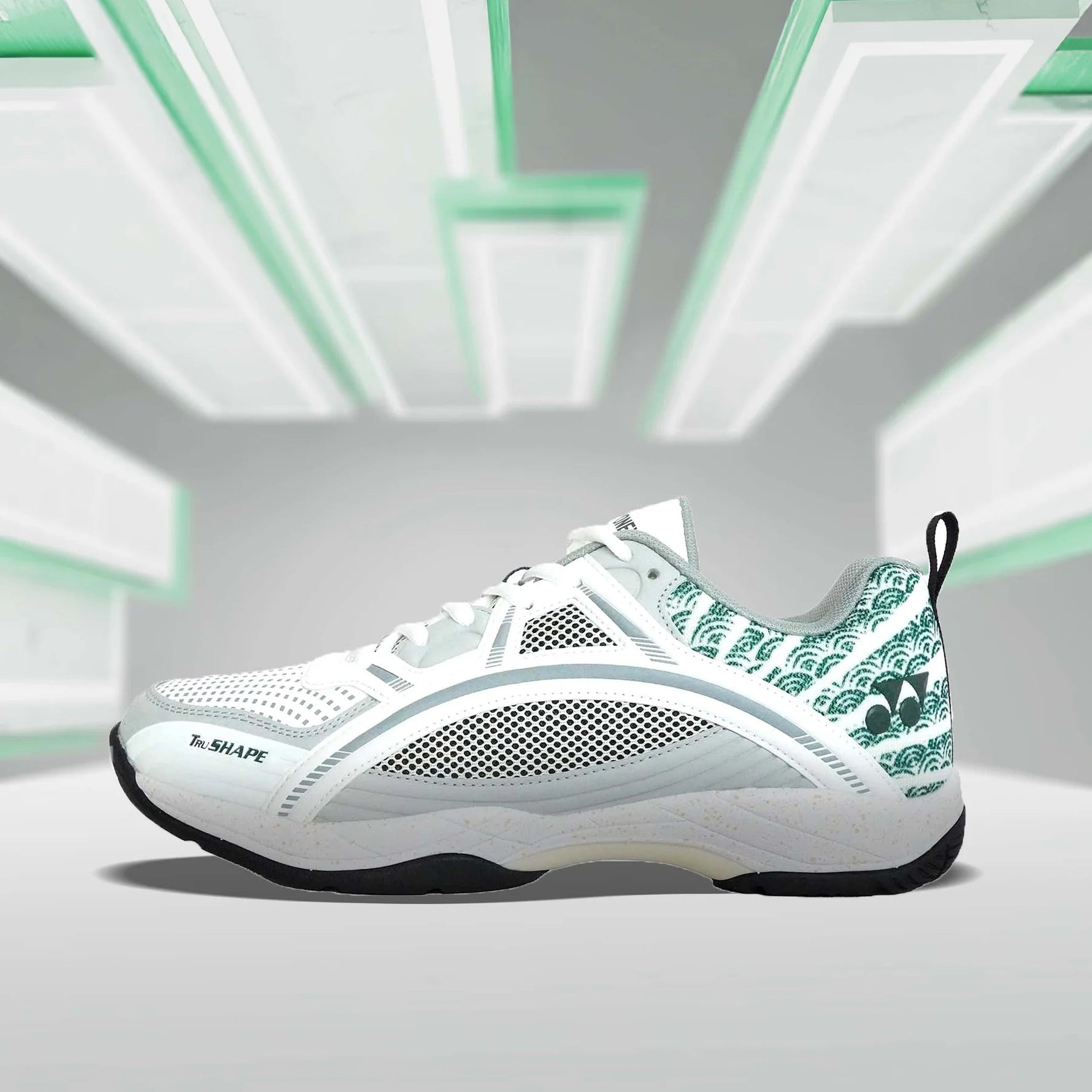 Yonex Tokyo Ulitma Badminton Shoes for Men (White/Porpoise/Vintage Green), Double Russel Mesh. Visit probadminton.in.
