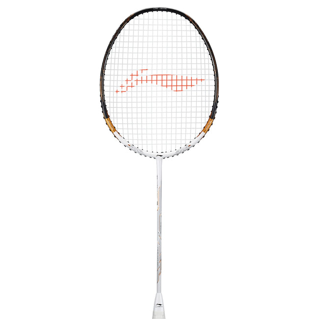 Alt Text: Li-Ning Tectonic 7 racquet head with strings, emphasizing the maximum tension capability for serious play.

