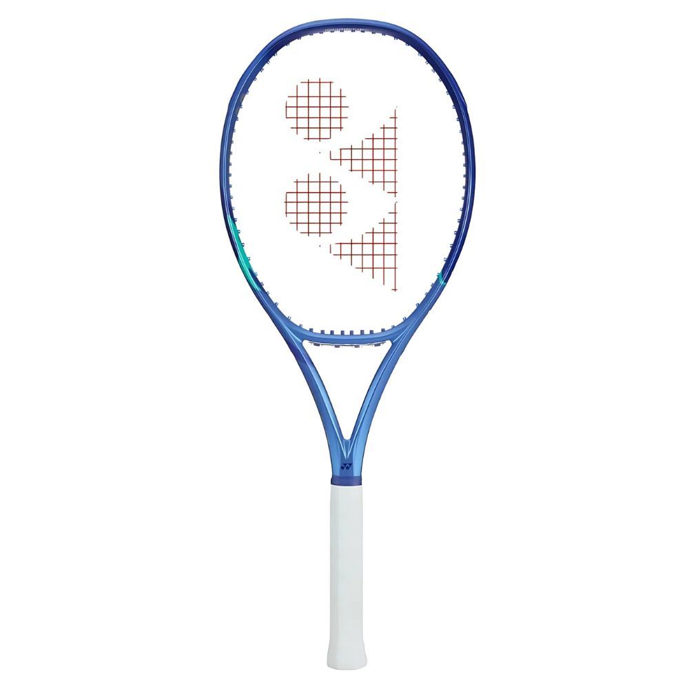 Yonex EZONE 98L tennis racquet in Blast Blue, angled view showing the head and grip. Available at ProBadminton.in.