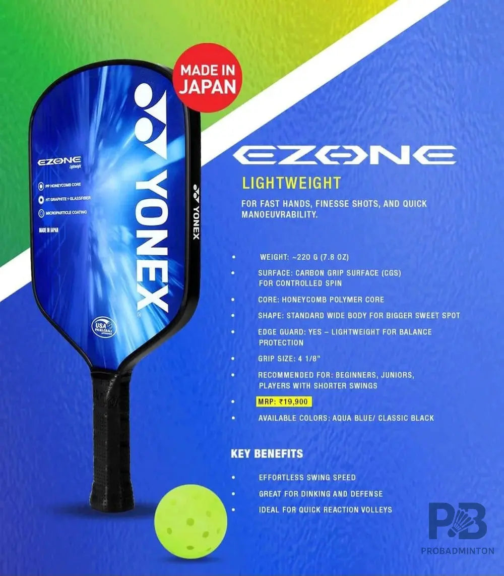 YONEX EZONE Pickleball Paddle – Lightweight Control Paddle with Power & Precision - Probadminton