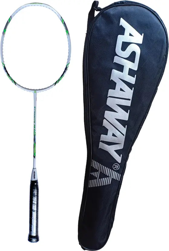 Ashaway Dynamite 75 badmintin racket in action on a court.

