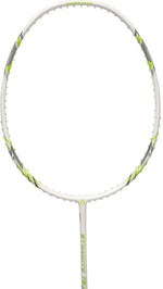The grip and handle of the unstrung Ashaway Dynamite 75 racket.

