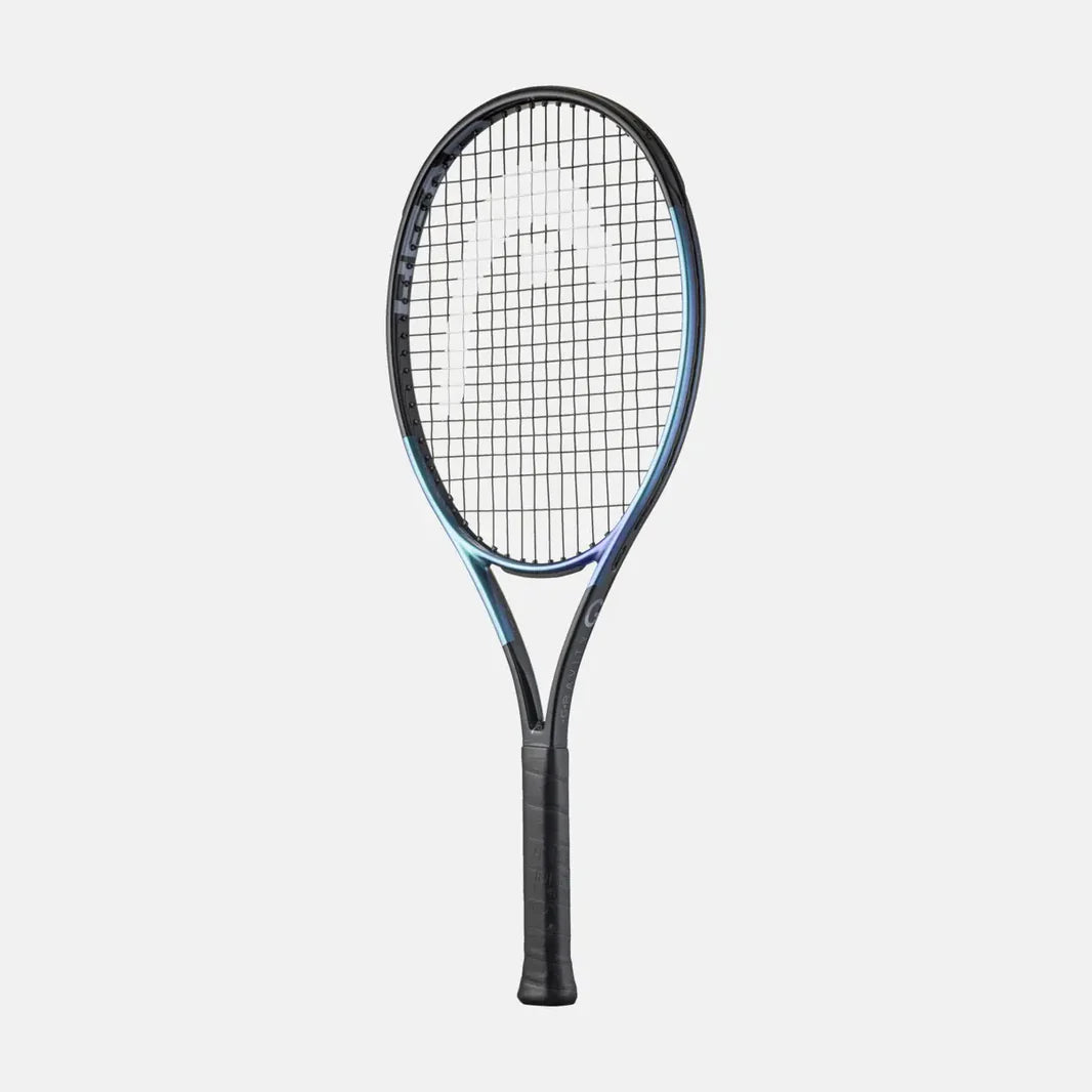 Close-up of Head Gravity Junior 2025 frame: "Close-up of the Head Gravity Junior 2025 Tennis Racket's graphite frame, highlighting its sleek beam and modern aesthetics