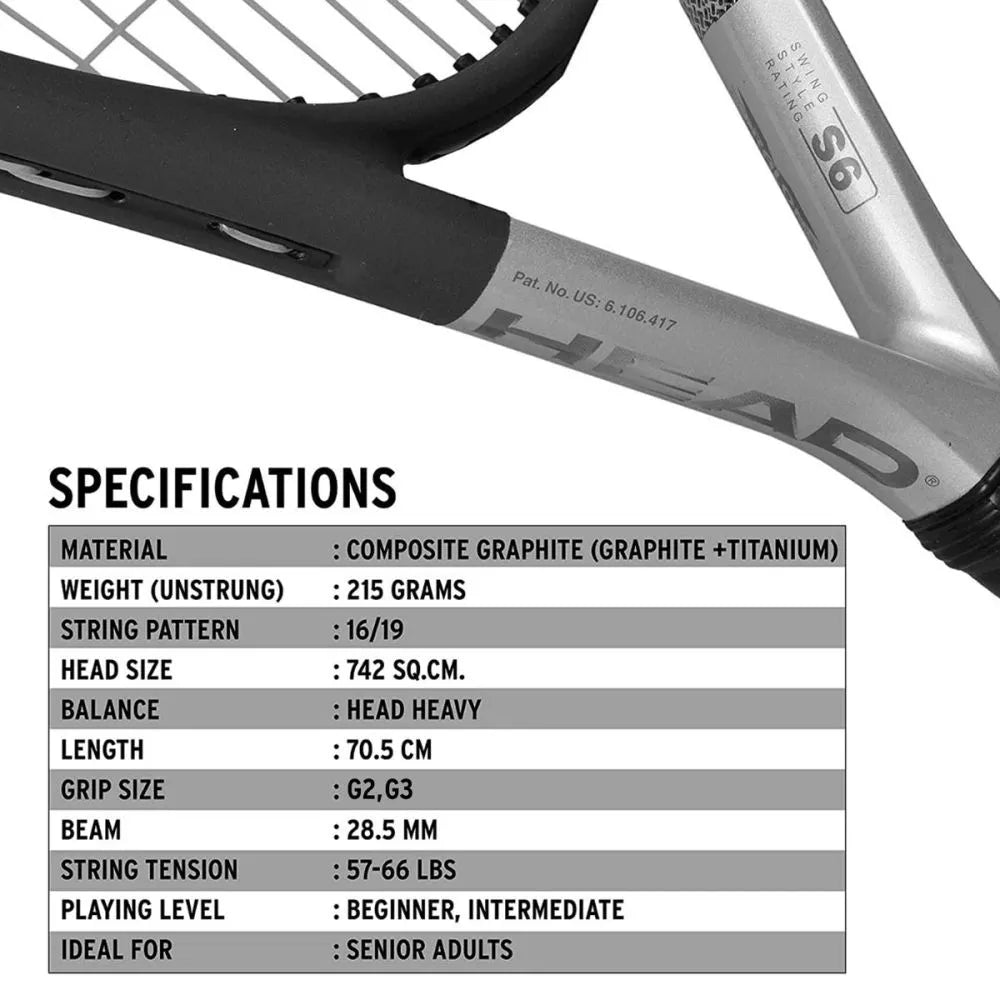 HEAD Ti S6 tennis racquet, Titanium-Graphite material, ProBadminton.in

