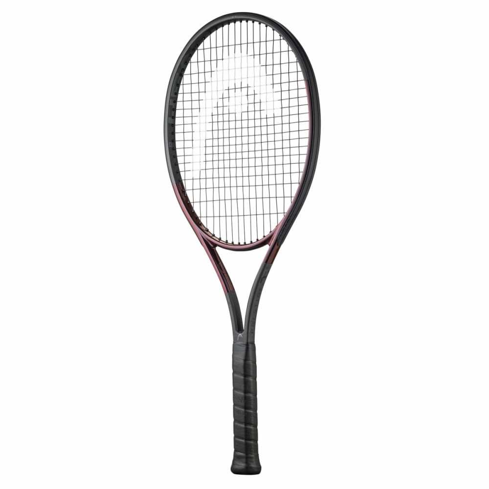 Player hitting forehand with Head Prestige MP: "Advanced player executing a powerful forehand with the Head Prestige MP Tennis Racquet."