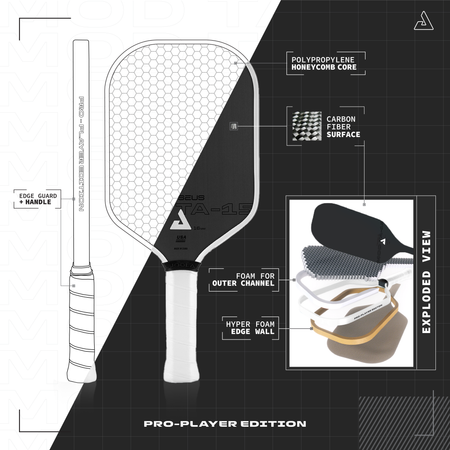 Joola Perseus Mod TA-15 Pro pickleball paddle with White Feel-Tec Pure Grip. Shop online at probadminton.in.