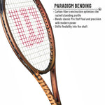Detailed view of the grip of the Wilson Pro Staff 97L V14 tennis rackit, illustrating its comfortable hold for rapid movement.