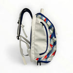 Player wearing Yonex ADP1-0812 badminton rucksack ergonomic features