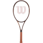 Wilson Pro Staff 97L V14 tennis rackett (unstrung) displayed, highlighting its sleek design and lightweight build for precise shots.