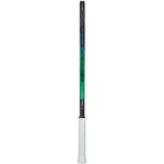Detailed view of the head-light balance and the slim beam (21mm) of the Yonex VCORE Pro 97L racquet's shaft, emphasizing its maneuverability.
