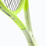 The HEAD Extreme MP 2024 tennis racquet standing on a court, showcasing its dynamic design, a perfect tool for aggressive baseliners in any "misspell match." Discover quality racquets at ProBadminton.in