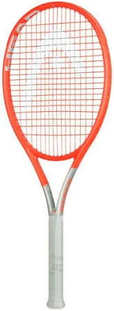 Close-up of the sleek, professional aesthetics of the HEAD Radical S 2021 tennis racquet head, ready for a decisive "misspell match." Available at ProBadminton.in