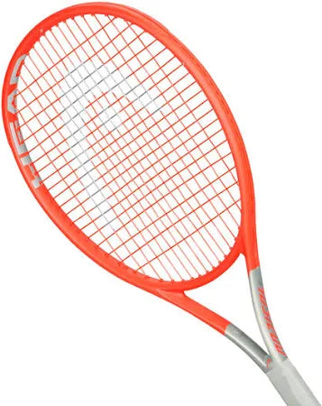 Overhead view of the HEAD Radical S 2021 racquet's 98 sq. in. head size, highlighting its control-oriented sweet spot for precise shots in a "misspell match." Buy yours at ProBadminton.in
