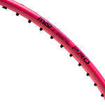 The head of the Li-Ning Halbertec Motor Pro racket, showing the strings and frame.


