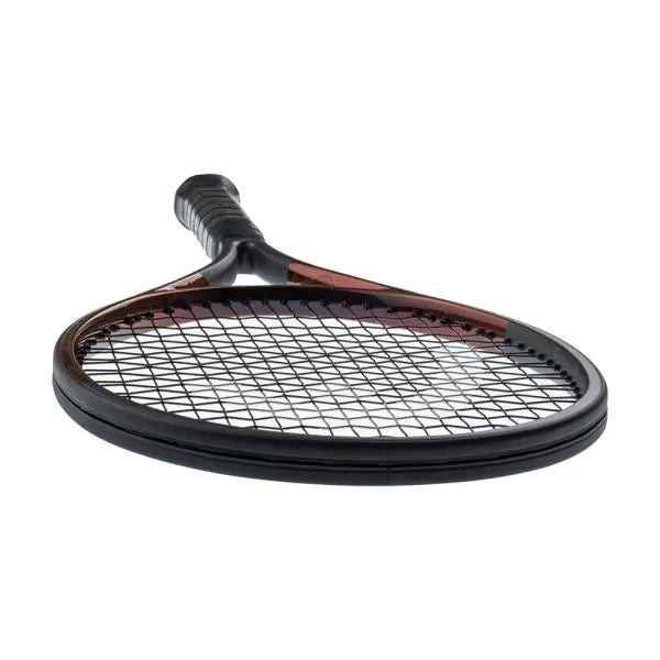 Player hitting backhand with Head Prestige MP: "Tennis player demonstrating excellent control on a backhand shot using the Head Prestige MP."

