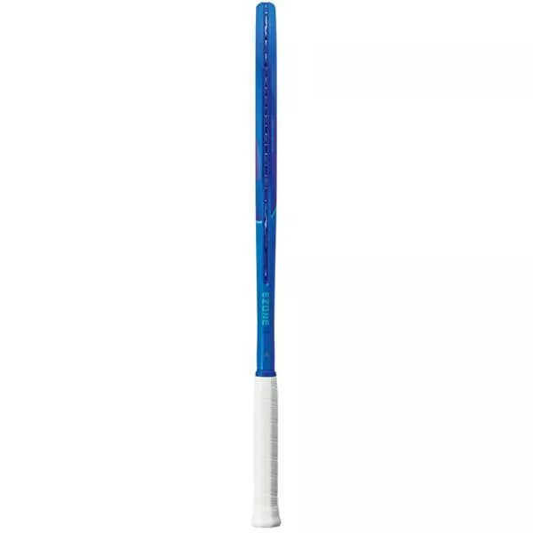 Close-up of the 100 sq. inch head of the Yonex Ezone 100 SL tennis racquet, highlighting the 16x18 string pattern for spin.