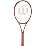 Wilson Pro Staff 97L V14 tennis rackett (unstrung) displayed, highlighting its sleek design and lightweight build for precise shots.
