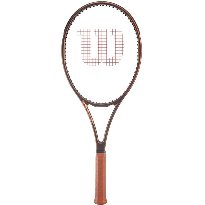 Wilson Pro Staff 97L V14 tennis rackett (unstrung) displayed, highlighting its sleek design and lightweight build for precise shots.