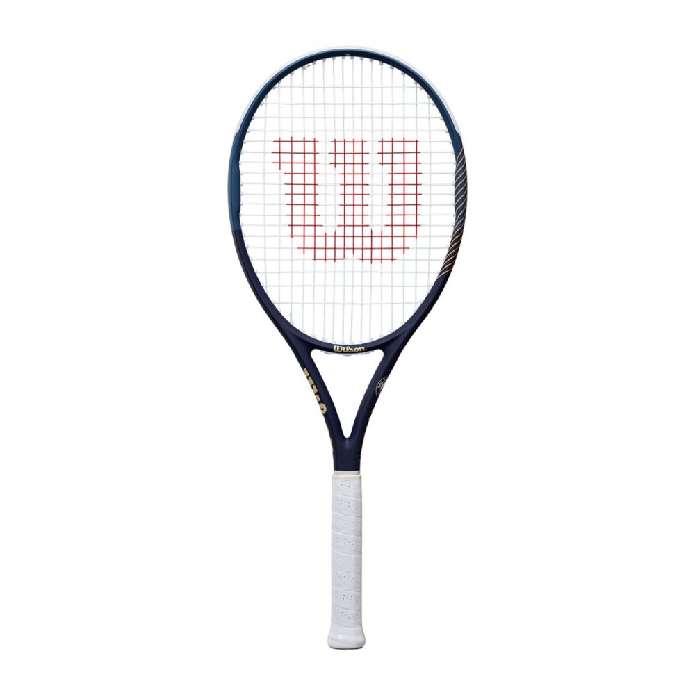 Wilson Roland Garros Equipe HP tennis rackett displayed, emphasizing its design for competitive spirit, power, and accuracy. Available at ProBadminton.in.