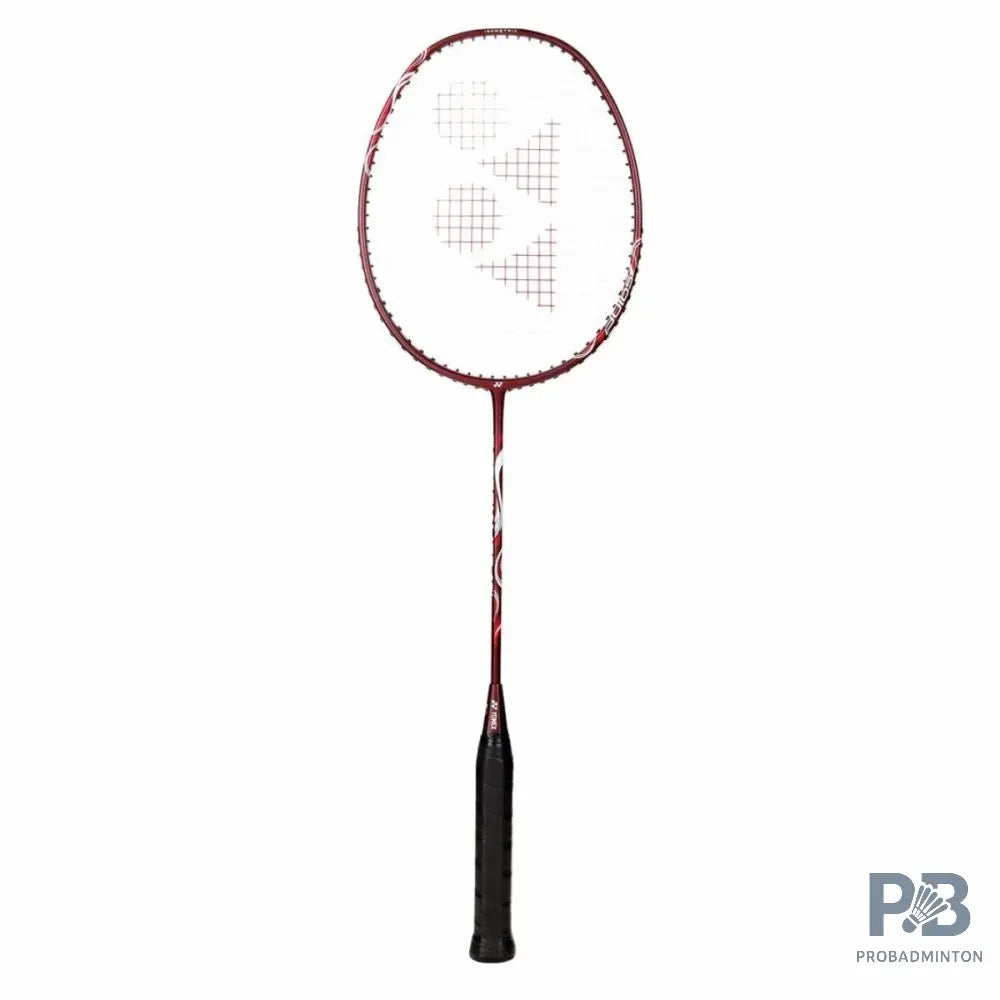 Yonex Astrox Lite 45I Strung Badminton Racquet in Kurenai (red), showcasing its Isometric head shape.