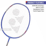 Close-up of the Voltric Lite 35I racket, highlighting the NANOMETRIC technology in its design.