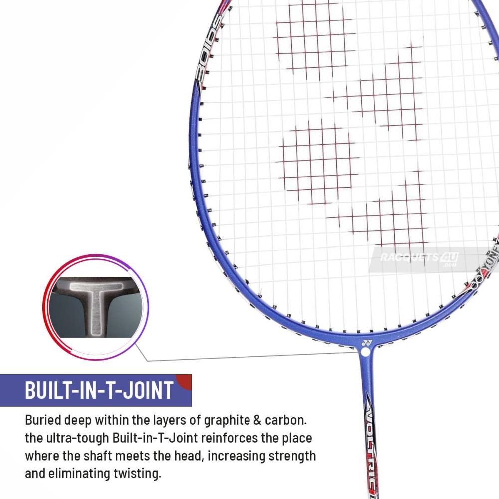 Studio shot of the Yonex Voltric Lite 35I badminton racket, illustrating its sleek design for quick swings and precise control.