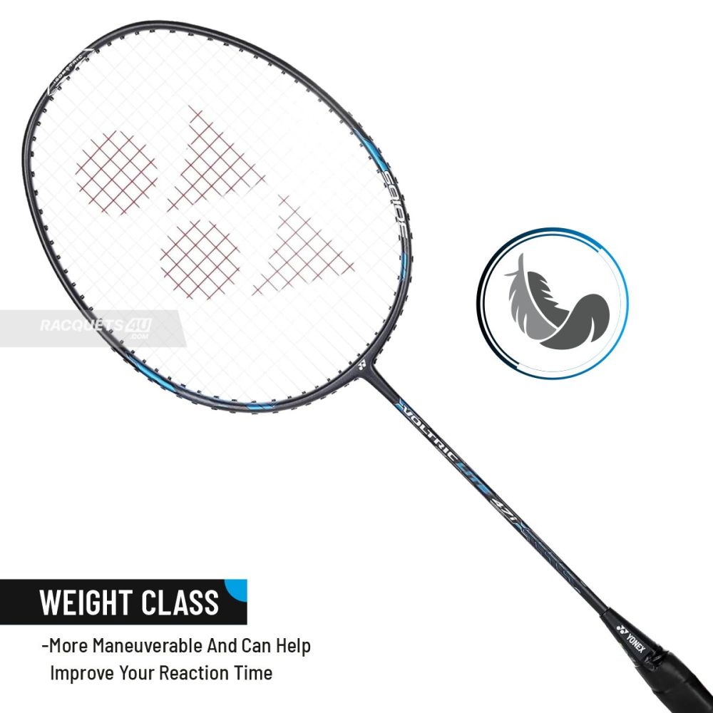 Yonex Voltric Lite 47i racquet in a studio setting, highlighting the advanced features that contribute to reduced harmful vibrations for a more enjoyable playing experience.