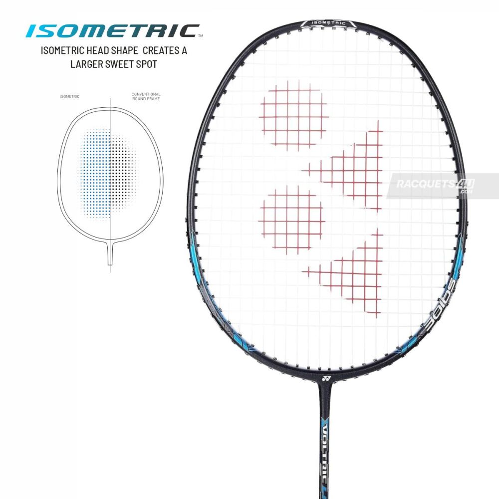 Image showcasing the Yonex Voltric Lite 47i (5U G4) badminton racket, illustrating how its construction provides improved hitting comfort and a cleaner feel.