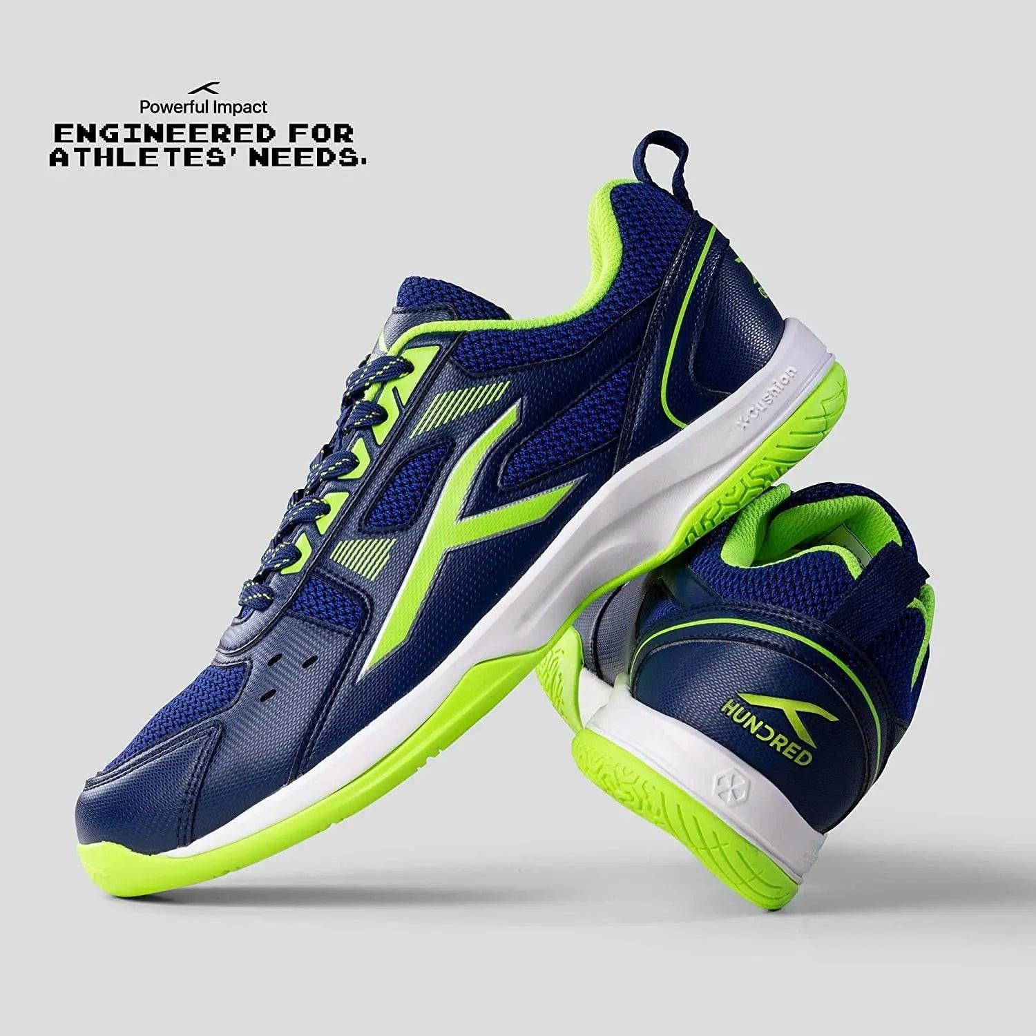 HUNDRED Raze Badminton Shoes (Navy / Lime) - Probadminton