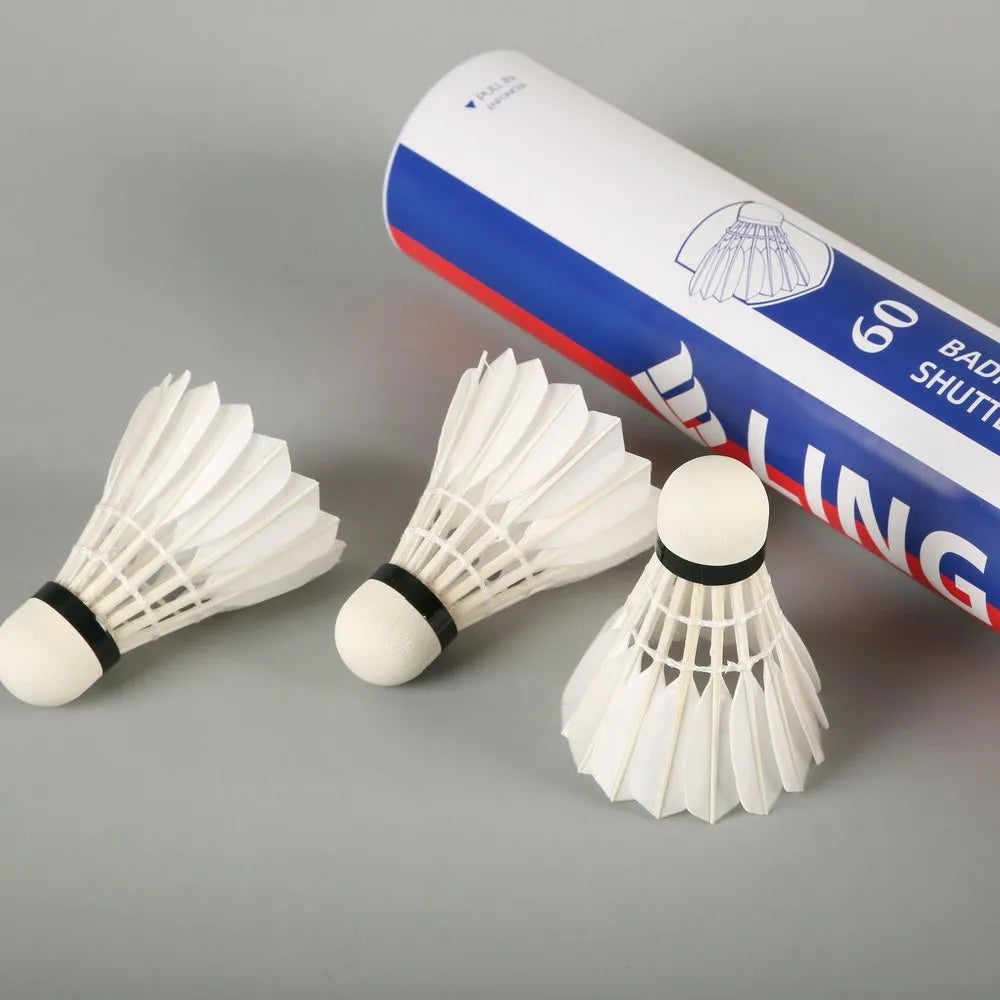 Ling-Mei 60 Badminton Feather Shuttlecock (Pack of 12)